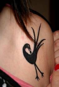 Elegant black bird tattoo pattern for girls