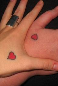 Pasangan tangan pola cinta tato sederhana