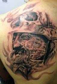 Komawa black ash creepy warrior tattoo