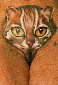 Sexy girl private parts alternative personality cute cat tattoo illustration
