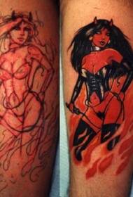 Kalv djävul kvinna tatuering mönster