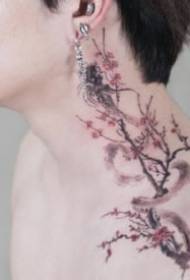 Tattoo plum flower illustration A group of traditional small fresh flower tattoo pictures such as roses