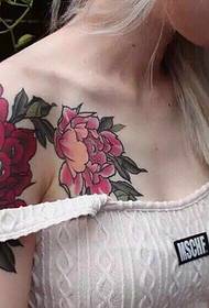 Sexy peony tattoo pattern for European and American women
