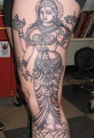 Leg Hindu mysterious woman lotus tattoo picture