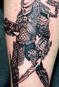 Battle Samurai black gray style tattoo pattern