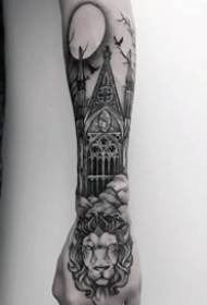 Church tattoo pattern church tattoo pattern with European and American architectural colors