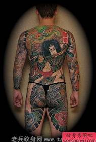 Valoració dels patrons de tatuatges masculins: foto completa del tattoo samurai del tatuatge