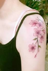 A set of small fresh flower tattoo pictures for girls