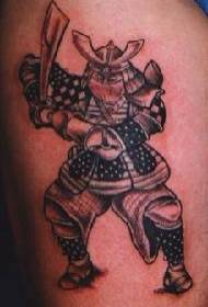 Warrior with armor and sword tattoo pattern