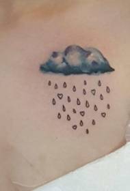Girls' ankles on black and gray literary small fresh clouds raindrop tattoo pattern