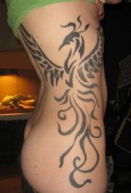 Kiuno upande nyeusi kabila phoenix totem muundo wa tattoo
