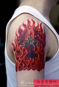 Boys arms popular classic flame tattoo pattern
