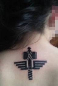 Girl neck black cross creative hammer tattoo picture