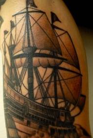 Pirate ship black tattoo pattern