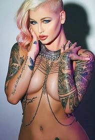 Super sexy European and American girls tattoo tattoo sun cika da kyau