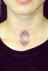 Ženský krk minimalistický geometrický vzor tetovania