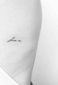 Girl's side waist on black abstract lines meaningful English word tattoo pictures