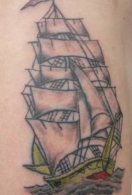 Waist side color large pirate sailing tattoo pattern