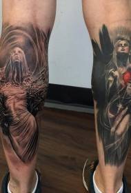 Vackra färger kvinna porträtt tatuering mönster