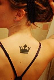 Girl back beautiful crown tattoo pattern