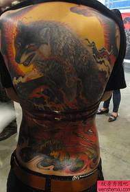 späť tetovanie vzor: super pekný full-back farebný vlk tetovanie vzor obrázok butiku