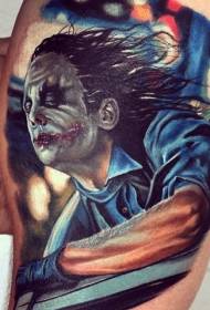 Color clown tattoo picture in leg realism style