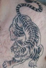 Nigra linio Ĉina stilo Downhill Tiger Tattoo Pattern