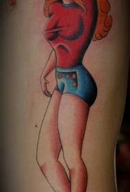 Modello di tatuaggio da marinaio femminile colorato in vita