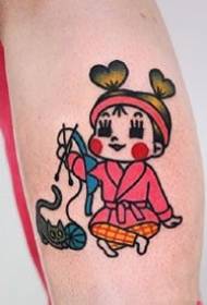 Very cute cartoon little girl sprouting tattoo pattern 9