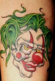 Evil green hair clown tattoo pattern