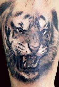 roaring tiger black realistic tattoo pattern