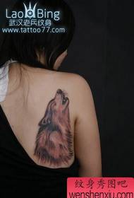 wolf tattoo pattern: beauty shoulder wolf head tattoo pattern