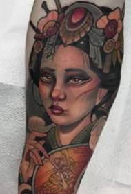 A set of colored school European and American girls tattoo works