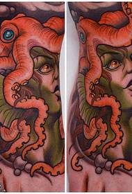 3D octopus girl tattoo pattern
