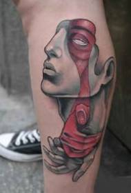 A set of split abstract style portrait tattoo works