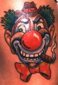 Smirking smoking clown tattoo pattern