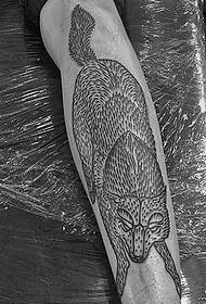 Calf wolf line personality tattoo pattern