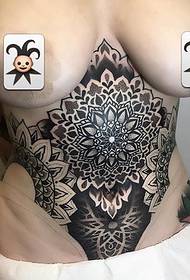 Beautiful black prick geometric figure decorative flower tattoo pattern from Matt