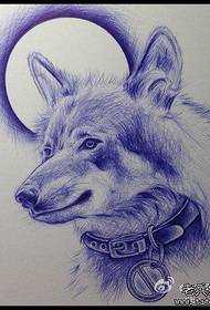 Popular and handsome a wolf head tattoo manuscript