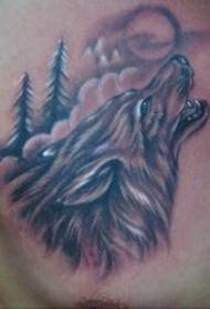 modèle de tatouage de loup: la poitrine modèle de tatouage de tête de loup