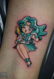 Cartoon dievčatko tetovanie na členku