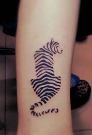 calf simple black tiger tattoo pattern