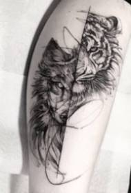 hermoso conjunto de atractivos diseños de tatuaje de tigre negro-gris