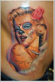 Waist-side color Marilyn Monroe Santa tattoo pattern
