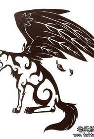 Domineering cool winged totem wolf tattoo manuscript