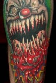 Blodtørstige spøgelses klovn blodige tatoveringsmønster