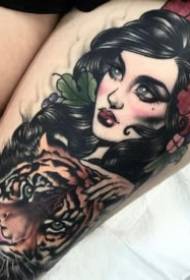 Κορίτσι απεικόνιση τατουάζ 9 πακέτα όπλα όμορφο μοτίβο τατουάζ κορίτσι