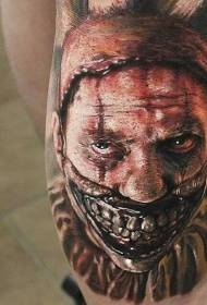 Leg surreal scary clown tattoo pattern