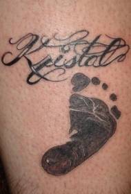 Baby footprints with letter tattoo pattern