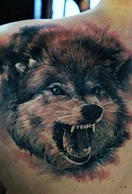Shoulder roaring wolf tattoo pattern